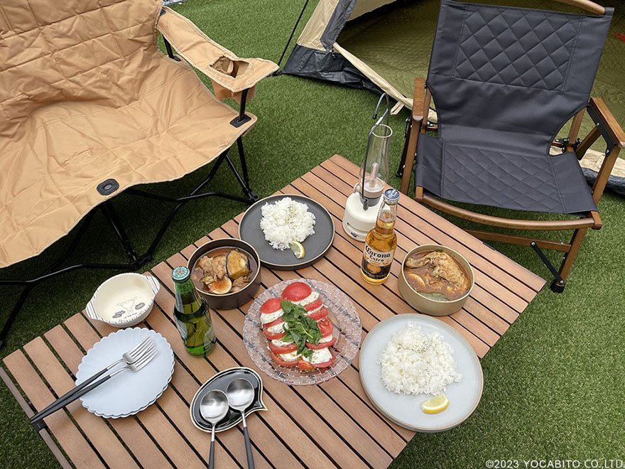 おうちキャンプ,キャンプ用テーブル,ウッドロールテーブル