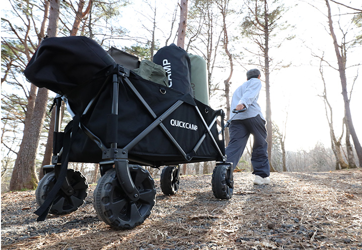 キャンプキャリー キャリー ワゴン 傘 収納 アウトドアワゴンでキャンプを快適に 重い荷物 デコボコ道でも楽